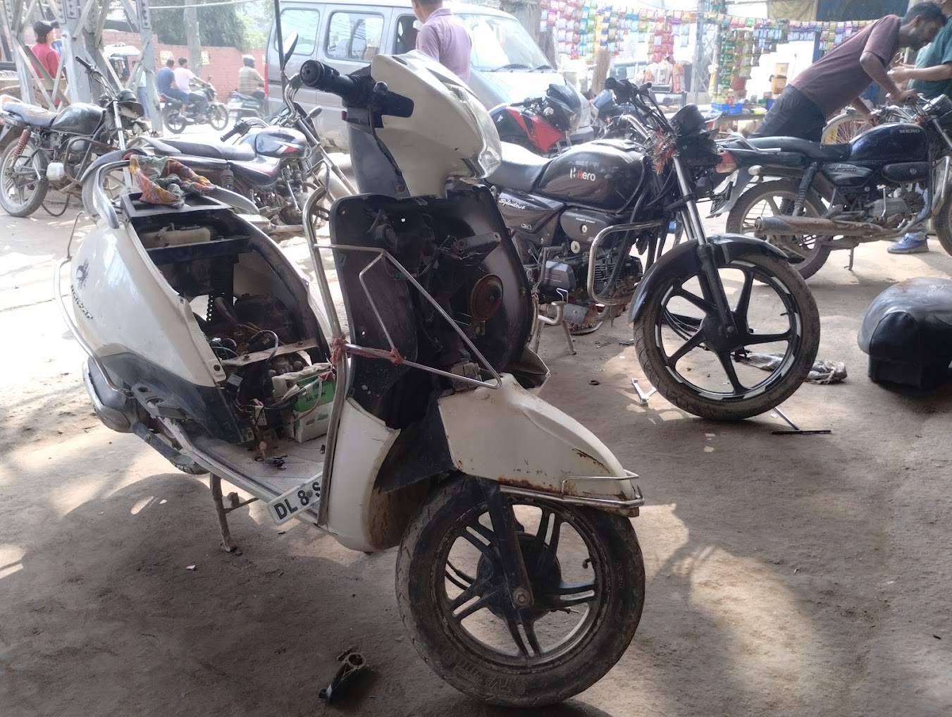 Multi-brand bikes and scooters at Dinesh Bike Point workshop in Kundli, Sonipat