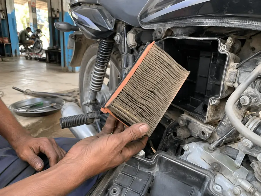 Bike air filter cleaning and replacement service in Sonipat