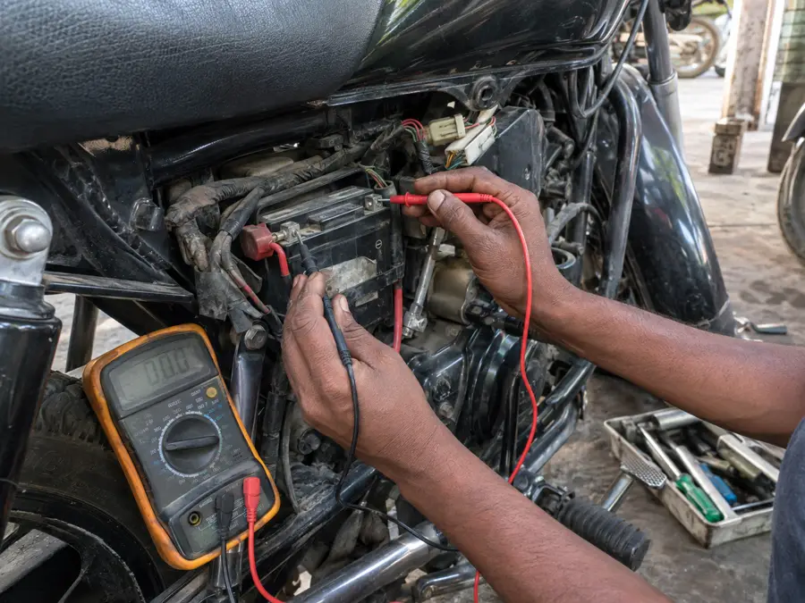 Bike battery and electrical system check during service
